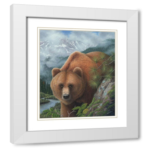 Stalking His Prey White Modern Wood Framed Art Print with Double Matting by Wavra, Robert