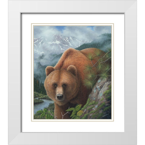 Stalking His Prey White Modern Wood Framed Art Print with Double Matting by Wavra, Robert