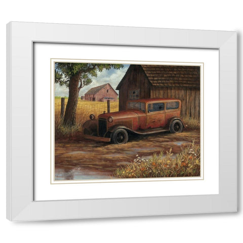 The Old Ford White Modern Wood Framed Art Print with Double Matting by Wavra, Robert