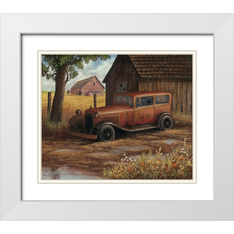 The Old Ford White Modern Wood Framed Art Print with Double Matting by Wavra, Robert