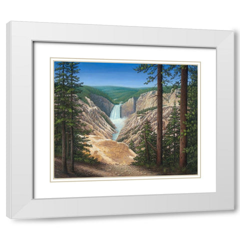 Lower Falls - Yellowstone White Modern Wood Framed Art Print with Double Matting by Wavra, Robert