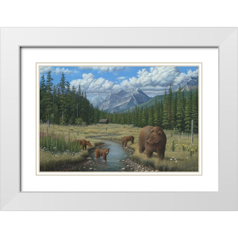 Checking Things  Out - Grizzlies White Modern Wood Framed Art Print with Double Matting by Wavra, Robert
