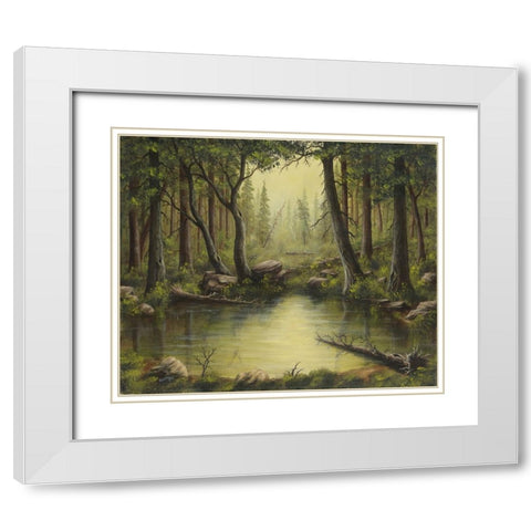 Evening at the Creek White Modern Wood Framed Art Print with Double Matting by Wavra, Robert