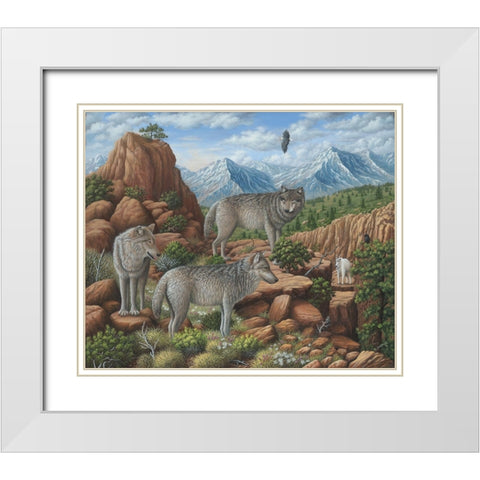 Scouting the Horizon - Grey Wolves White Modern Wood Framed Art Print with Double Matting by Wavra, Robert
