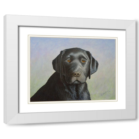 Black Labrador Retriever White Modern Wood Framed Art Print with Double Matting by Wavra, Robert