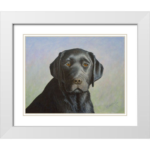 Black Labrador Retriever White Modern Wood Framed Art Print with Double Matting by Wavra, Robert