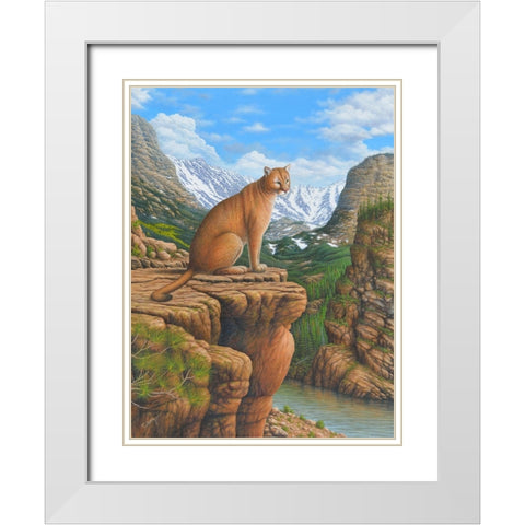 Cougar White Modern Wood Framed Art Print with Double Matting by Wavra, Robert