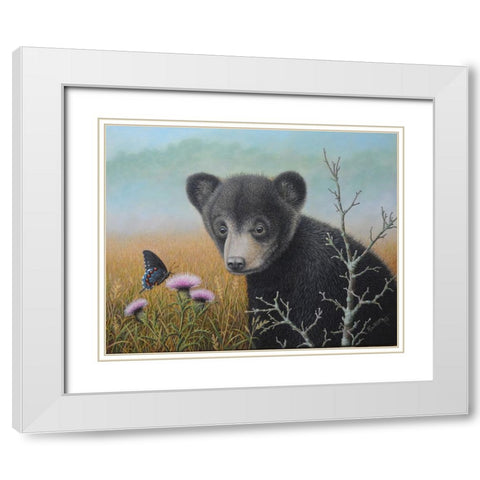 Curious Cub White Modern Wood Framed Art Print with Double Matting by Wavra, Robert