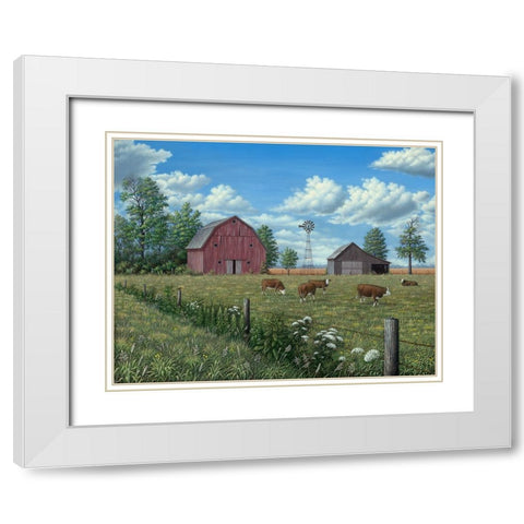 Grazing Cattle White Modern Wood Framed Art Print with Double Matting by Wavra, Robert