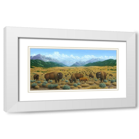 The Bison Trail White Modern Wood Framed Art Print with Double Matting by Wavra, Robert