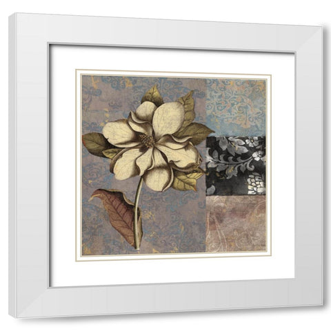 Cocoa And Blue I White Modern Wood Framed Art Print with Double Matting by Sasha