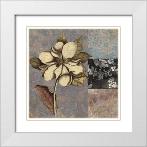 Cocoa And Blue I White Modern Wood Framed Art Print with Double Matting by Sasha