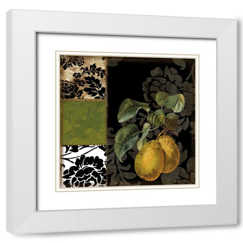 Damask Lerain I White Modern Wood Framed Art Print with Double Matting by Sasha