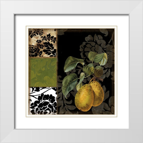 Damask Lerain I White Modern Wood Framed Art Print with Double Matting by Sasha