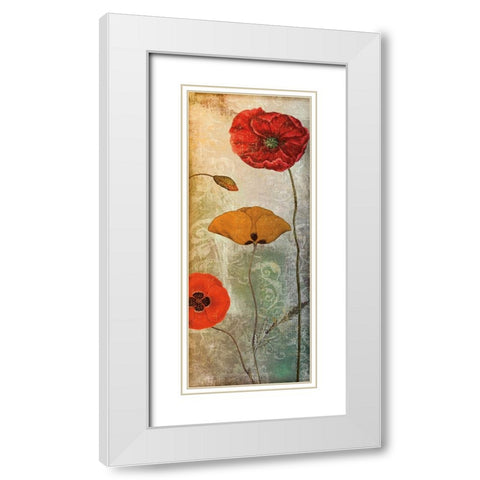 Dancing Poppies I White Modern Wood Framed Art Print with Double Matting by Sasha