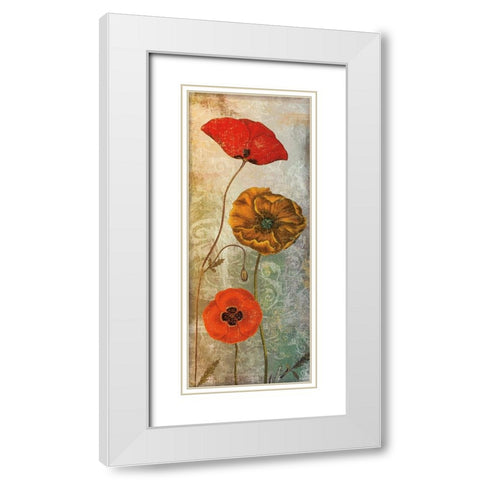 Dancing Poppies II White Modern Wood Framed Art Print with Double Matting by Sasha
