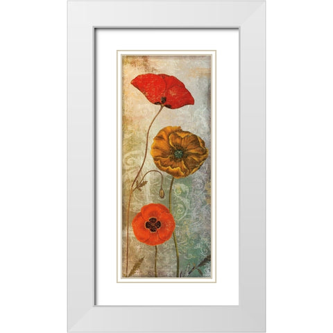 Dancing Poppies II White Modern Wood Framed Art Print with Double Matting by Sasha
