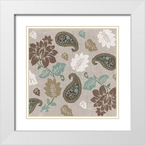Paisley Floral I White Modern Wood Framed Art Print with Double Matting by Sasha