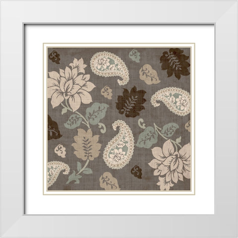 Paisley Floral II White Modern Wood Framed Art Print with Double Matting by Sasha