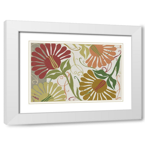 Flower Shower I White Modern Wood Framed Art Print with Double Matting by Sasha