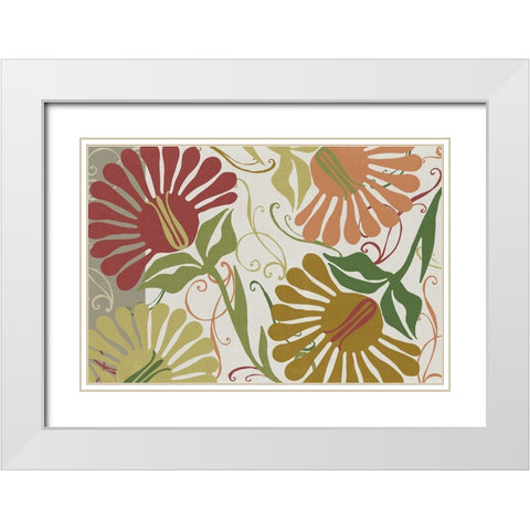 Flower Shower I White Modern Wood Framed Art Print with Double Matting by Sasha