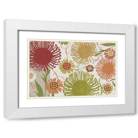 Flower Shower II White Modern Wood Framed Art Print with Double Matting by Sasha