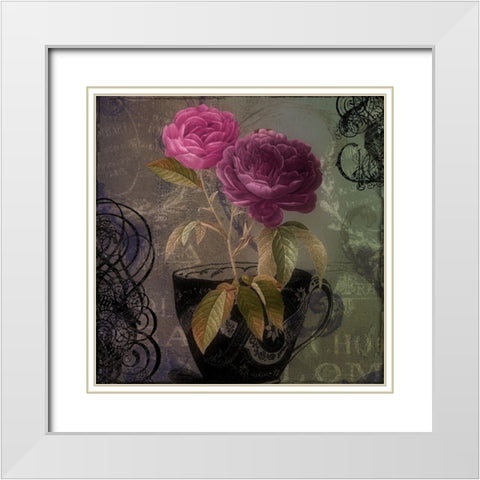 Tea and Roses I White Modern Wood Framed Art Print with Double Matting by Sasha