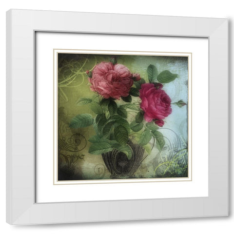 Tea and Roses II White Modern Wood Framed Art Print with Double Matting by Sasha
