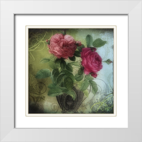 Tea and Roses II White Modern Wood Framed Art Print with Double Matting by Sasha