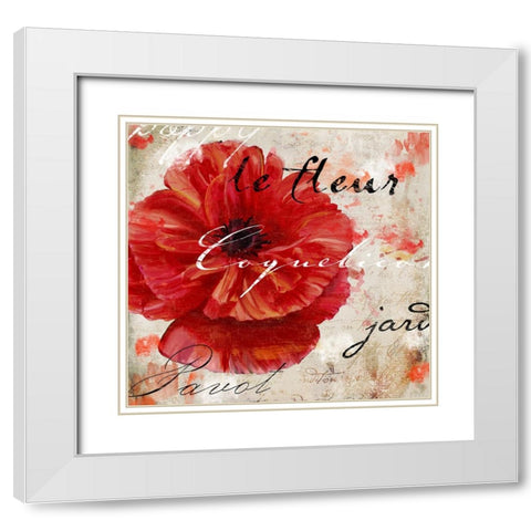 Le Pavot II White Modern Wood Framed Art Print with Double Matting by Sasha