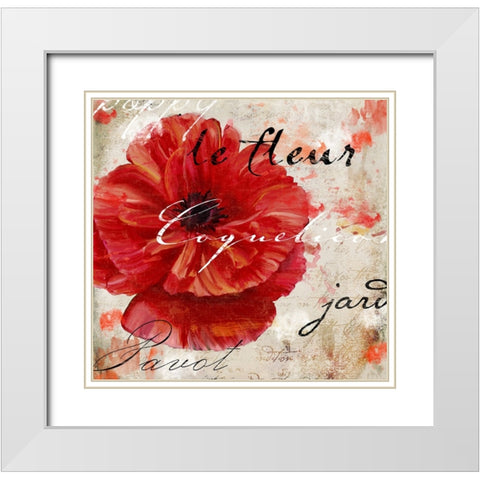 Le Pavot II White Modern Wood Framed Art Print with Double Matting by Sasha