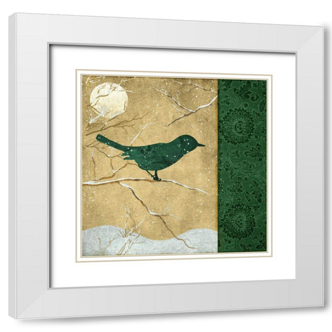 Birds of Winter II White Modern Wood Framed Art Print with Double Matting by Sasha