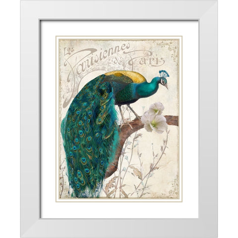 Les Paons II White Modern Wood Framed Art Print with Double Matting by Sasha