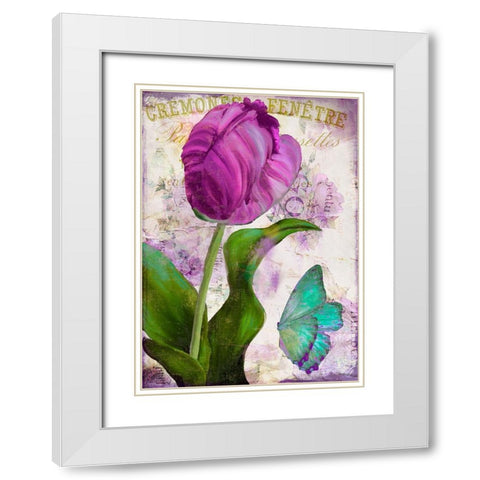 Parrot Tulips II White Modern Wood Framed Art Print with Double Matting by Sasha