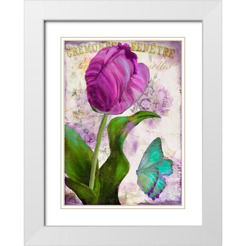 Parrot Tulips II White Modern Wood Framed Art Print with Double Matting by Sasha