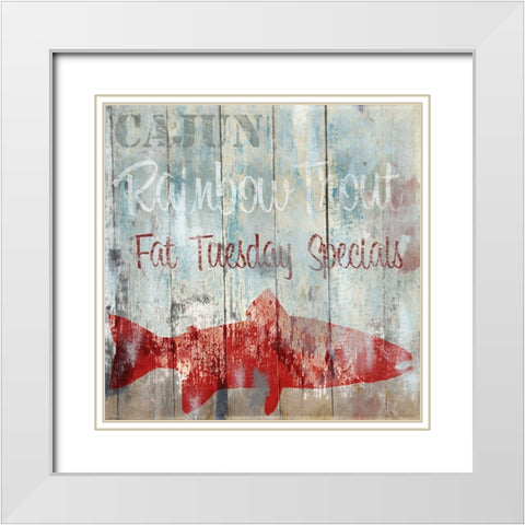 New Orleans Seafood III White Modern Wood Framed Art Print with Double Matting by Sasha