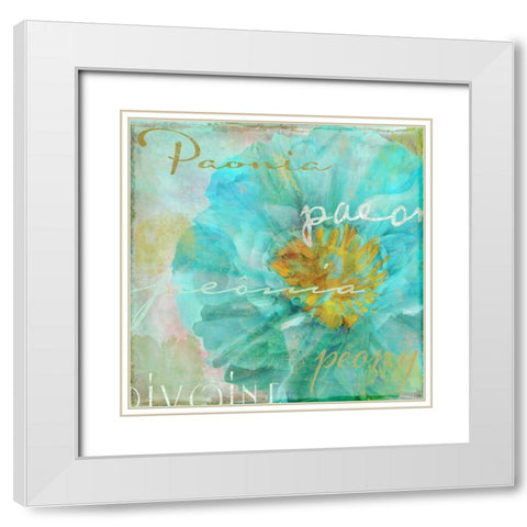 Blue Peony Light White Modern Wood Framed Art Print with Double Matting by Sasha