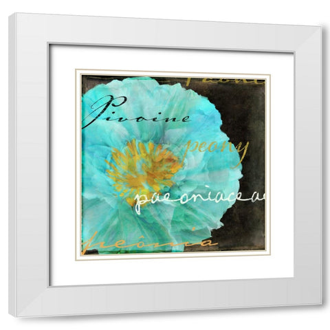 Blue Peony Dark White Modern Wood Framed Art Print with Double Matting by Sasha
