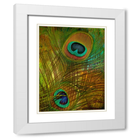 Peacock Candy II White Modern Wood Framed Art Print with Double Matting by Sasha