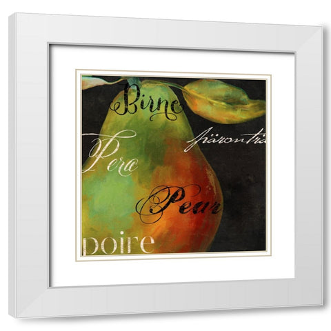 Painted Pear I White Modern Wood Framed Art Print with Double Matting by Sasha