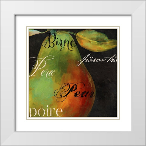 Painted Pear I White Modern Wood Framed Art Print with Double Matting by Sasha