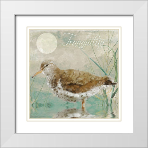 Sand Piper II White Modern Wood Framed Art Print with Double Matting by Sasha