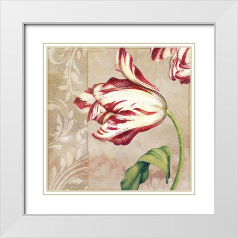 Peppermint Tulips II White Modern Wood Framed Art Print with Double Matting by Sasha