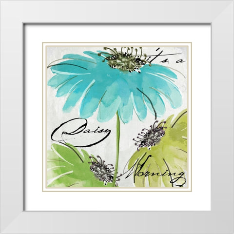 Daisy Morning II White Modern Wood Framed Art Print with Double Matting by Sasha