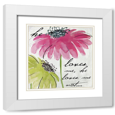 Daisy Morning II White Modern Wood Framed Art Print with Double Matting by Sasha