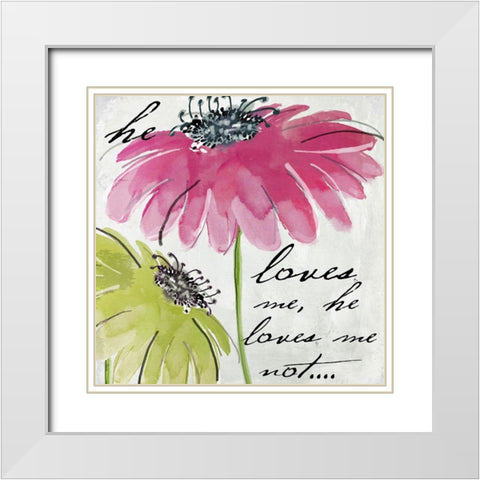 Daisy Morning II White Modern Wood Framed Art Print with Double Matting by Sasha