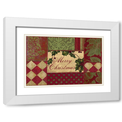 Merry Christmas Patchwork I White Modern Wood Framed Art Print with Double Matting by Sasha
