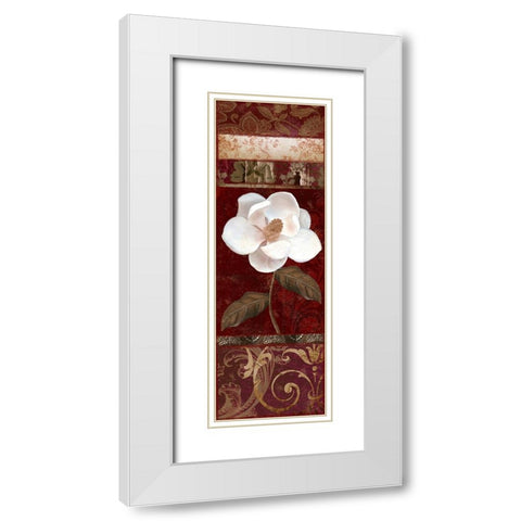 Flores Blancas I White Modern Wood Framed Art Print with Double Matting by Sasha
