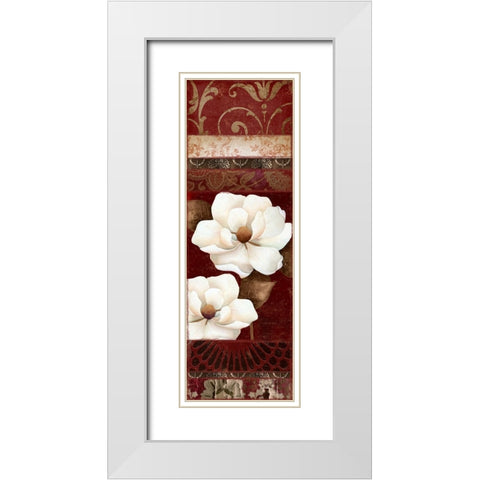 Flores Blancas II White Modern Wood Framed Art Print with Double Matting by Sasha