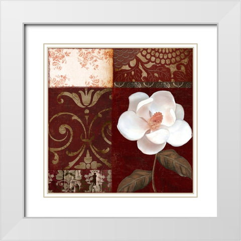 Flores Blancas IV White Modern Wood Framed Art Print with Double Matting by Sasha